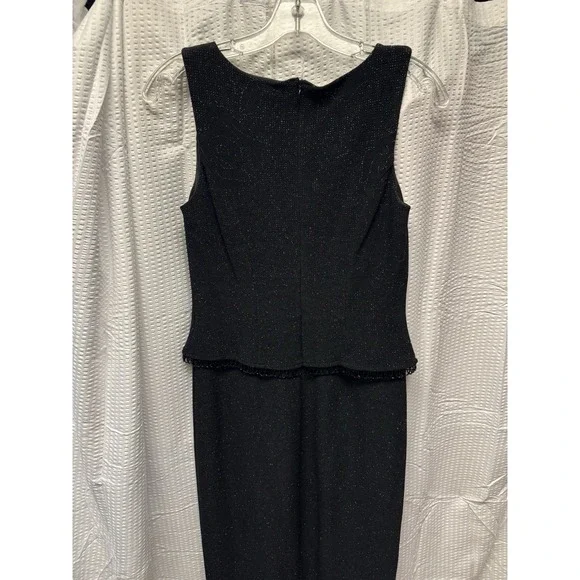 Vintage Teddi Evening Black Sparkle Dress Sleeveless Peplum Cocktail 48.5 " 8 Pe - Picture 10 of 13